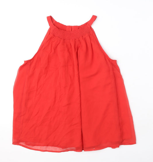 Marks and Spencer Womens Red Polyester Basic Blouse Size 10 Round Neck