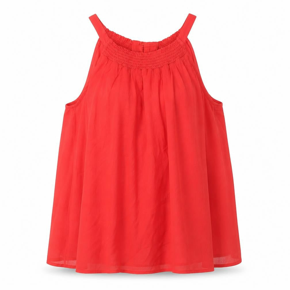Marks & Spencer Womens Red Polyester Basic Blouse Size 10 Round Neck