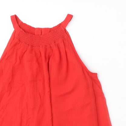 Marks & Spencer Womens Red Polyester Basic Blouse Size 10 Round Neck