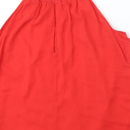 Marks & Spencer Womens Red Polyester Basic Blouse Size 10 Round Neck