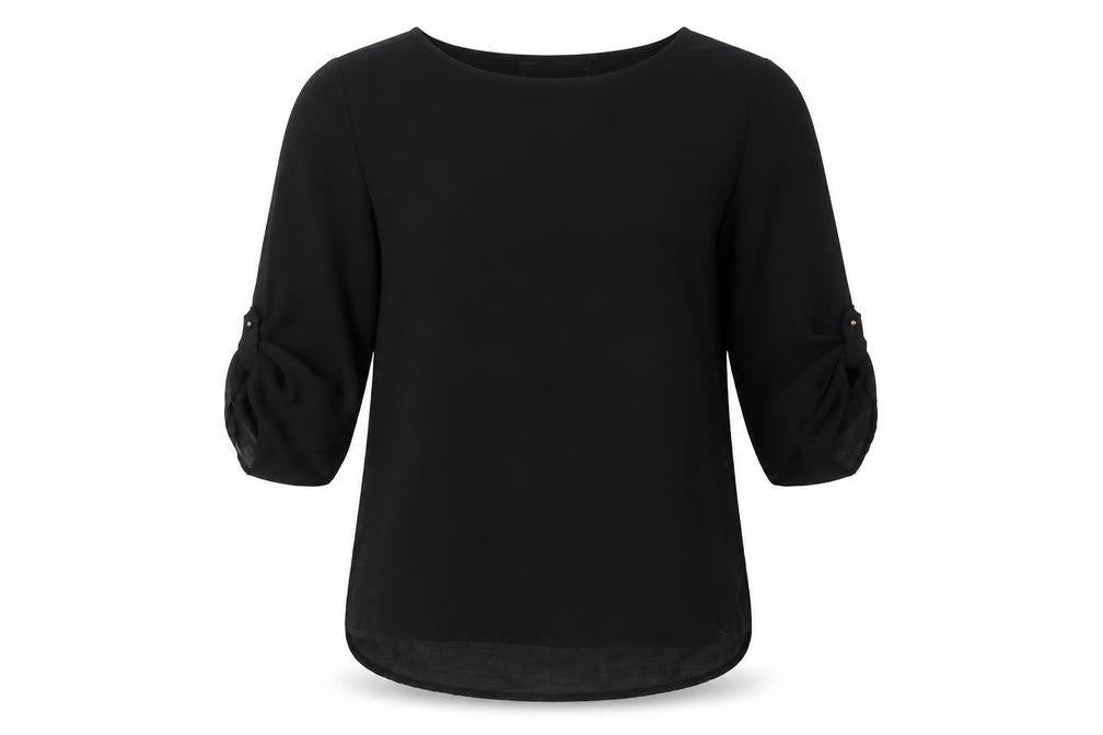 Zara Womens Black Polyester Basic Blouse Size M Round Neck