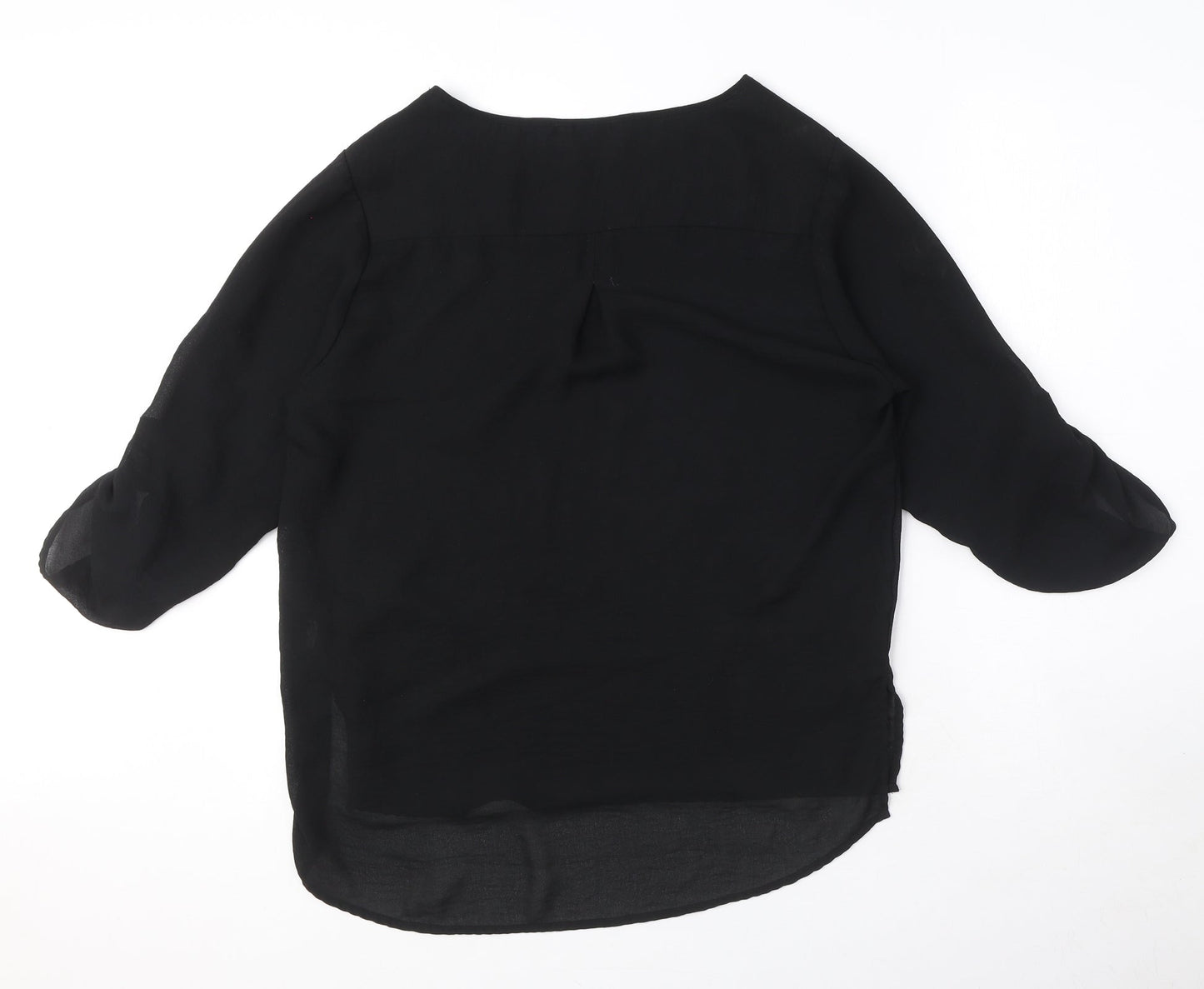 Zara Womens Black Polyester Basic Blouse Size M Round Neck