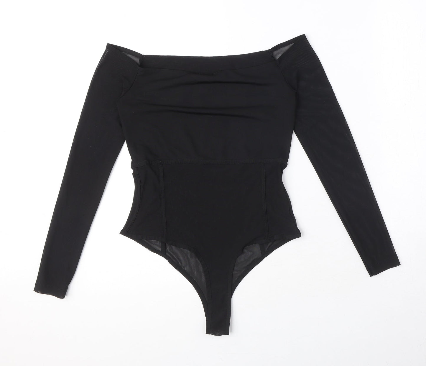 ASOS Womens Black Polyester Bodysuit One-Piece Size 10 Snap - Cut Out Detail