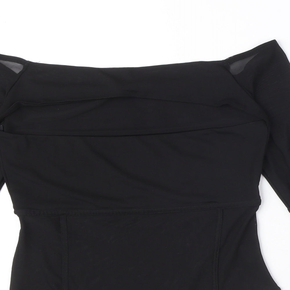 ASOS Womens Black Polyester Bodysuit One-Piece Size 10 Snap - Cut Out Detail