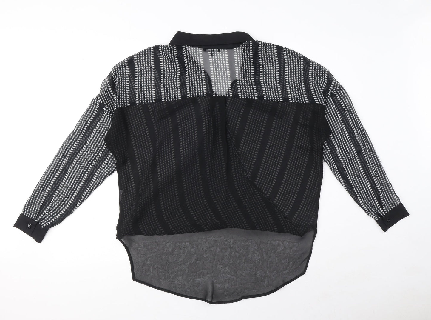 Warehouse Womens Black Geometric Polyester Wrap Blouse Size 8 V-Neck