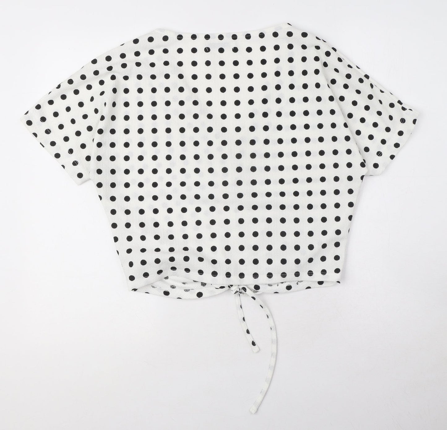 Zara Womens White Polka Dot Polyester Basic Blouse Size S V-Neck