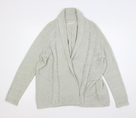 Marks and Spencer Womens Grey Collared Acrylic Cardigan Jumper Size 14 - Open