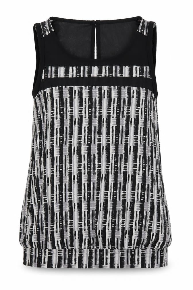 NEXT Womens Black Geometric Viscose Basic Tank Size 8 Boat Neck