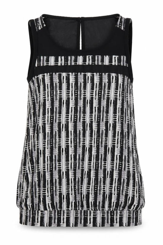 Next Womens Black Geometric Viscose Basic Tank Size 8 Boat Neck