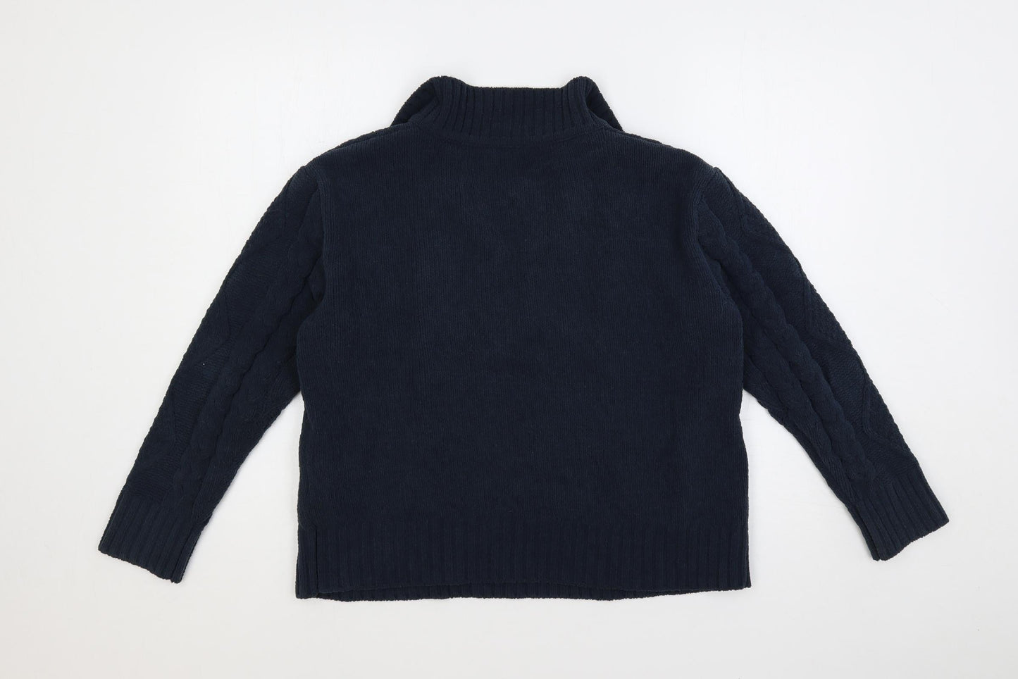 Natura Womens Blue Collared Polyester Pullover Jumper Size S