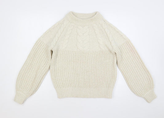 Dorothy Perkins Womens Ivory Crew Neck Acrylic Pullover Jumper Size S