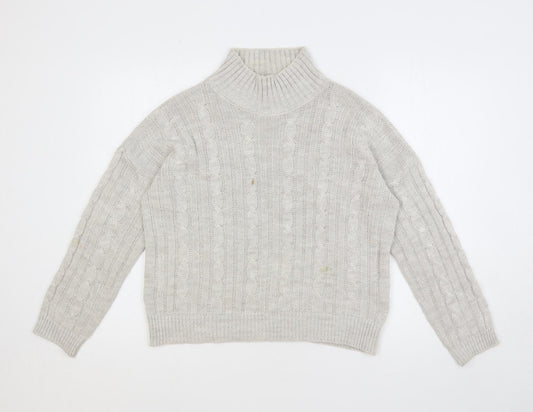 Luluna London Womens Grey Mock Neck Acrylic Pullover Jumper Size M