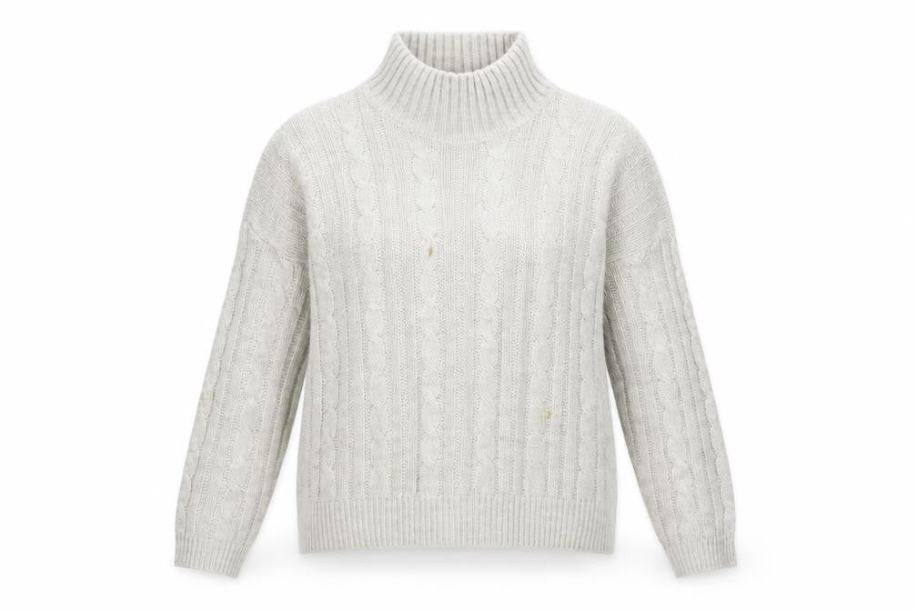Luluna London Womens Grey Mock Neck Acrylic Pullover Jumper Size M