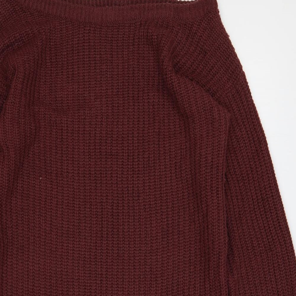 Missguided Womens Purple Boat Neck Acrylic Tunic Jumper Size 6