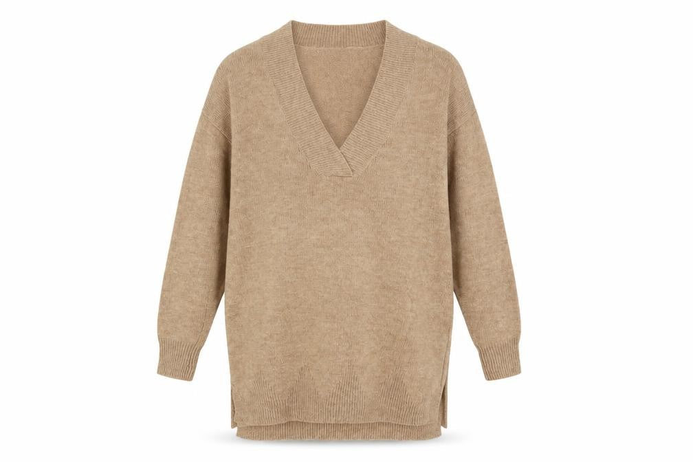 NEXT Womens Beige V-Neck Nylon Tunic Jumper Size S