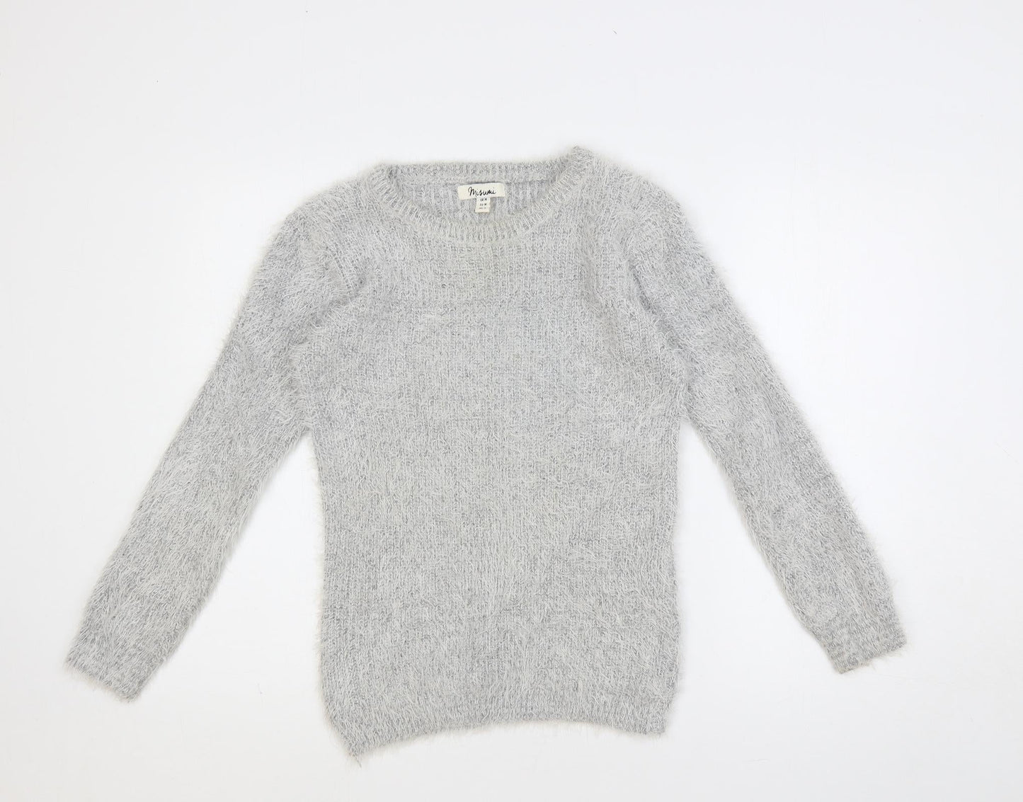 Misumi Womens Grey Crew Neck Acrylic Pullover Jumper Size M
