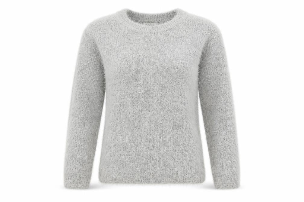 Misumi Womens Grey Crew Neck Acrylic Pullover Jumper Size M