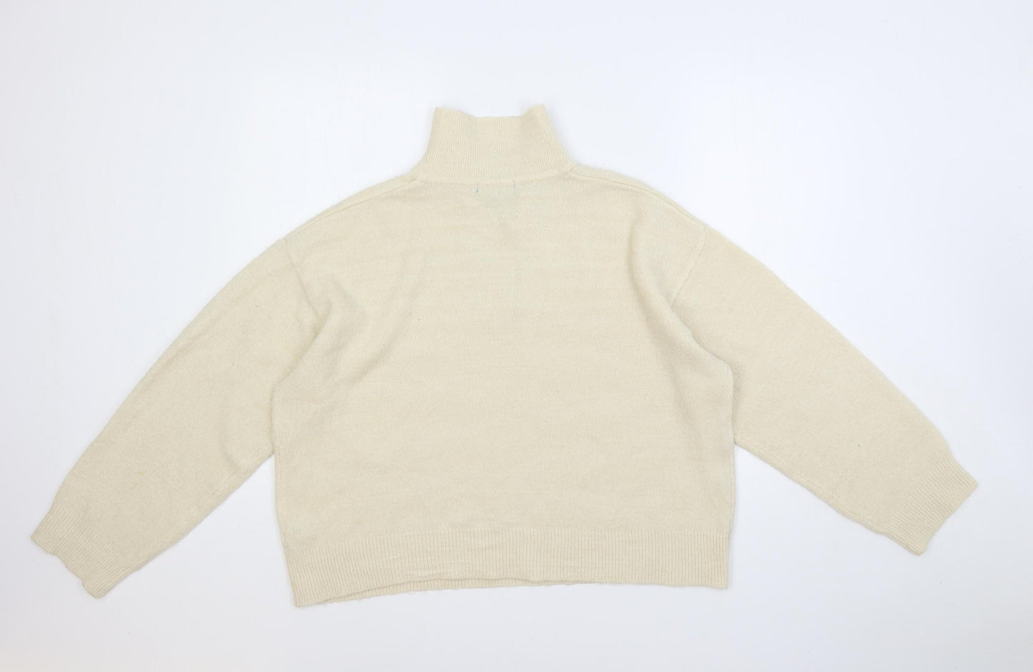 New Look Womens Beige Collared Acrylic Pullover Jumper Size L