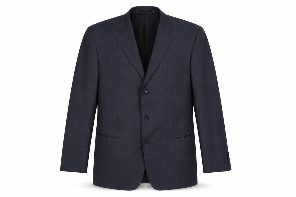 BOSS Mens Blue Striped Wool Jacket Blazer Size 50 Regular