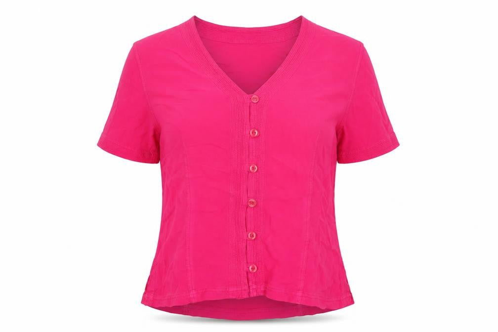 EAST Womens Pink Viscose Basic Button-Up Size 16 V-Neck