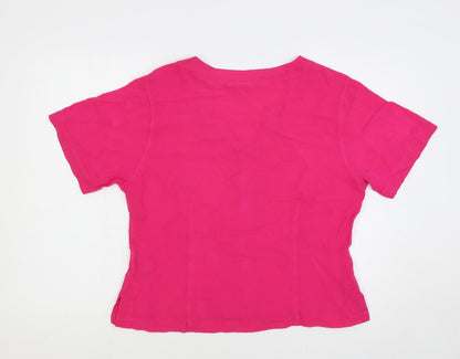 East Womens Pink Viscose Basic Button-Up Size 16 V-Neck