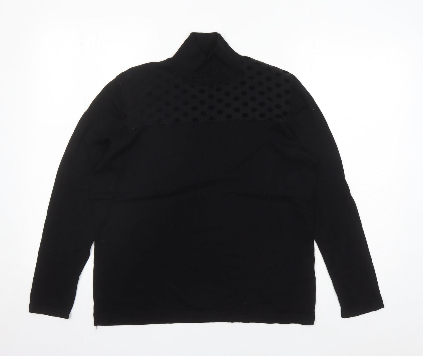 August Silk Womens Black Mock Neck Polka Dot Acrylic Pullover Jumper Size XL