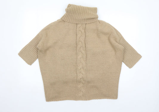 Mango Womens Beige Roll Neck Acrylic Pullover Jumper One Size