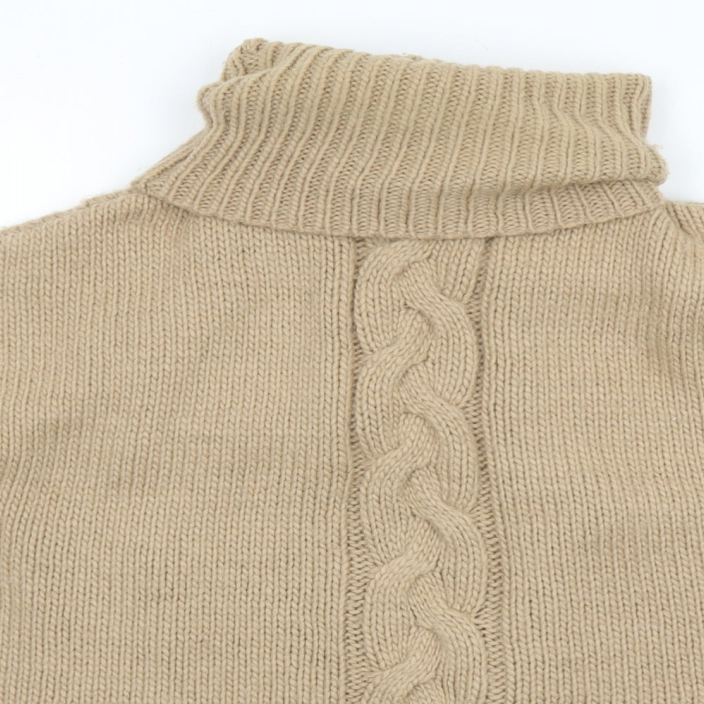 Mango Womens Beige Roll Neck Acrylic Pullover Jumper One Size