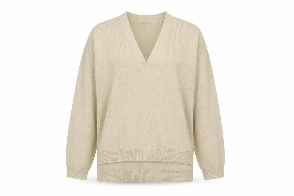 Rut&Circle Womens Brown V-Neck Acrylic Pullover Jumper Size M