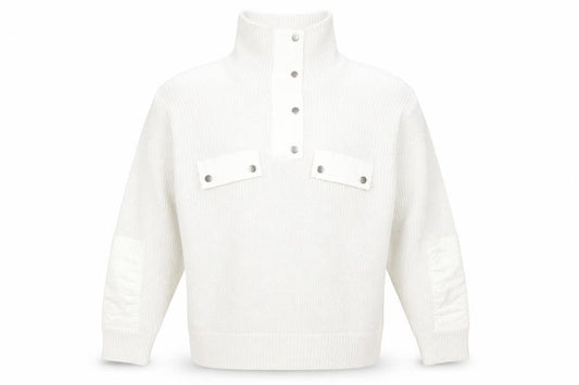 Mango Mens Beige High Neck Acrylic Henley Jumper Size XL Long Sleeve - Elbow Patches