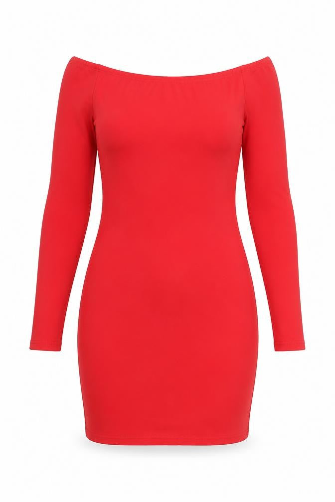 Glamorous Womens Red Polyester Bodycon Size S Off the Shoulder Pullover