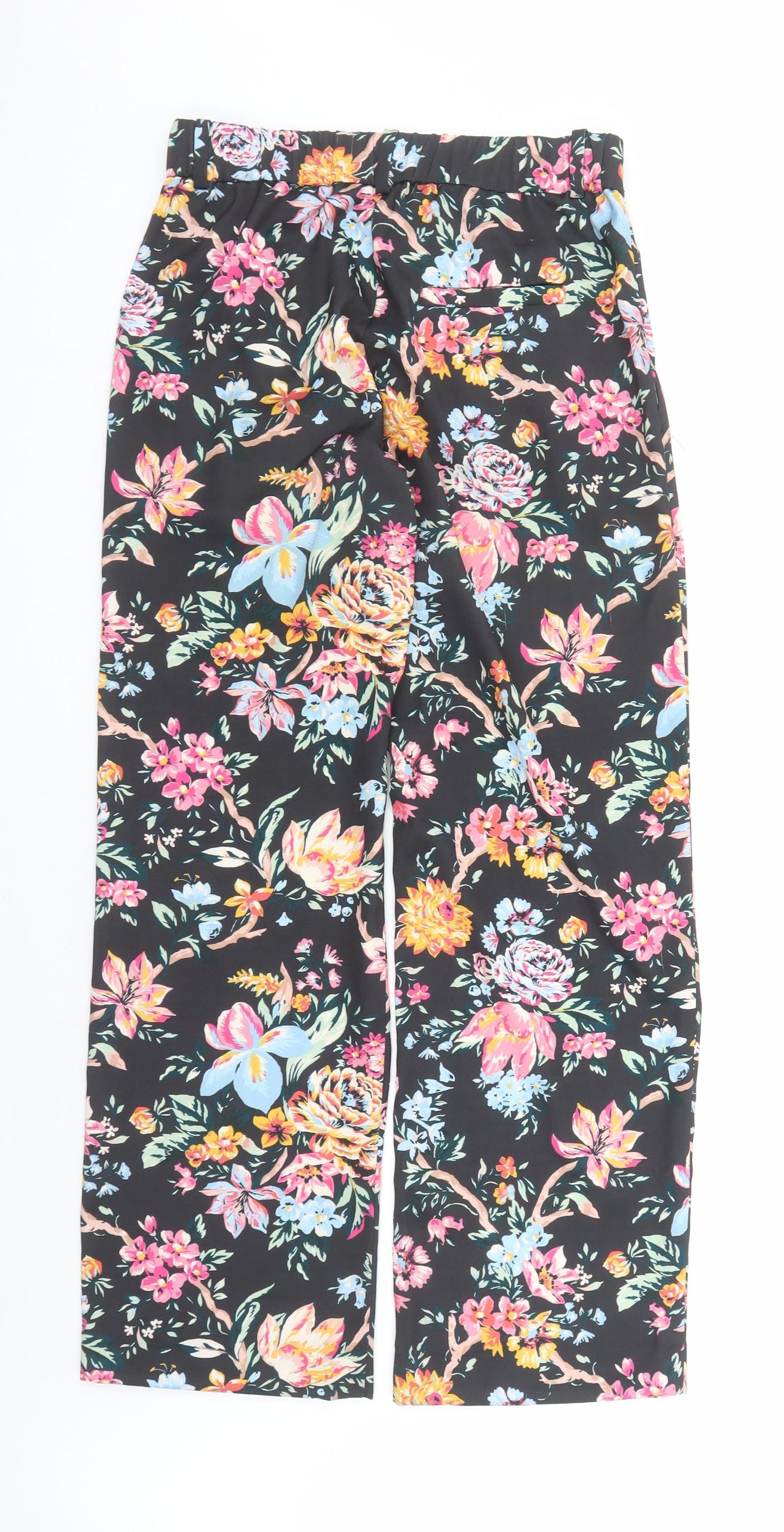 French Connection Womens Black Floral Polyester Trousers Size 8 L30 in Regular Zip