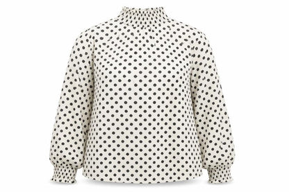 Boohoo Womens Beige Polka Dot Polyester Basic Blouse Size 12 Mock Neck