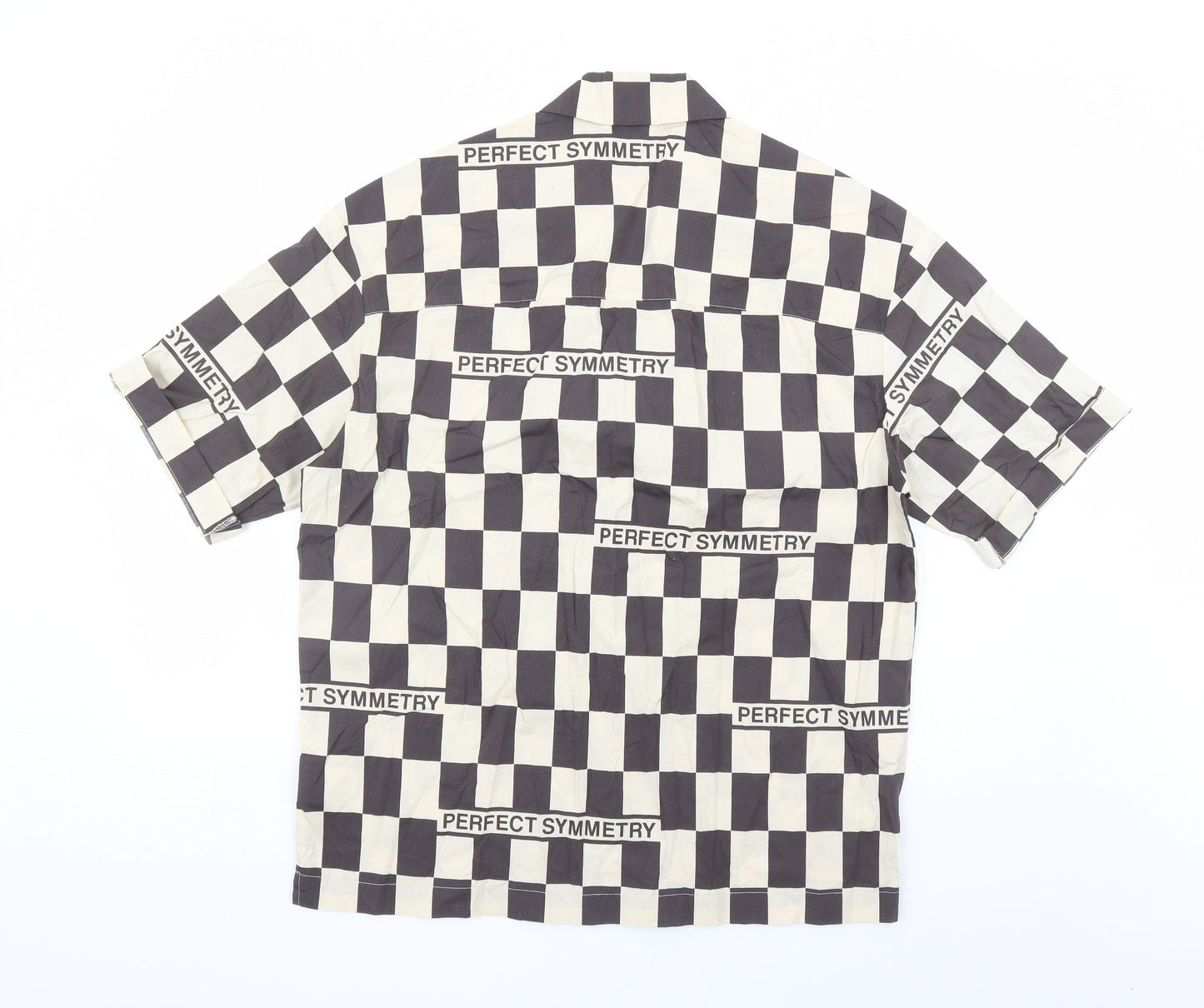 H&M Mens Brown Check Cotton Button-Up Size S Collared Button - Oversized