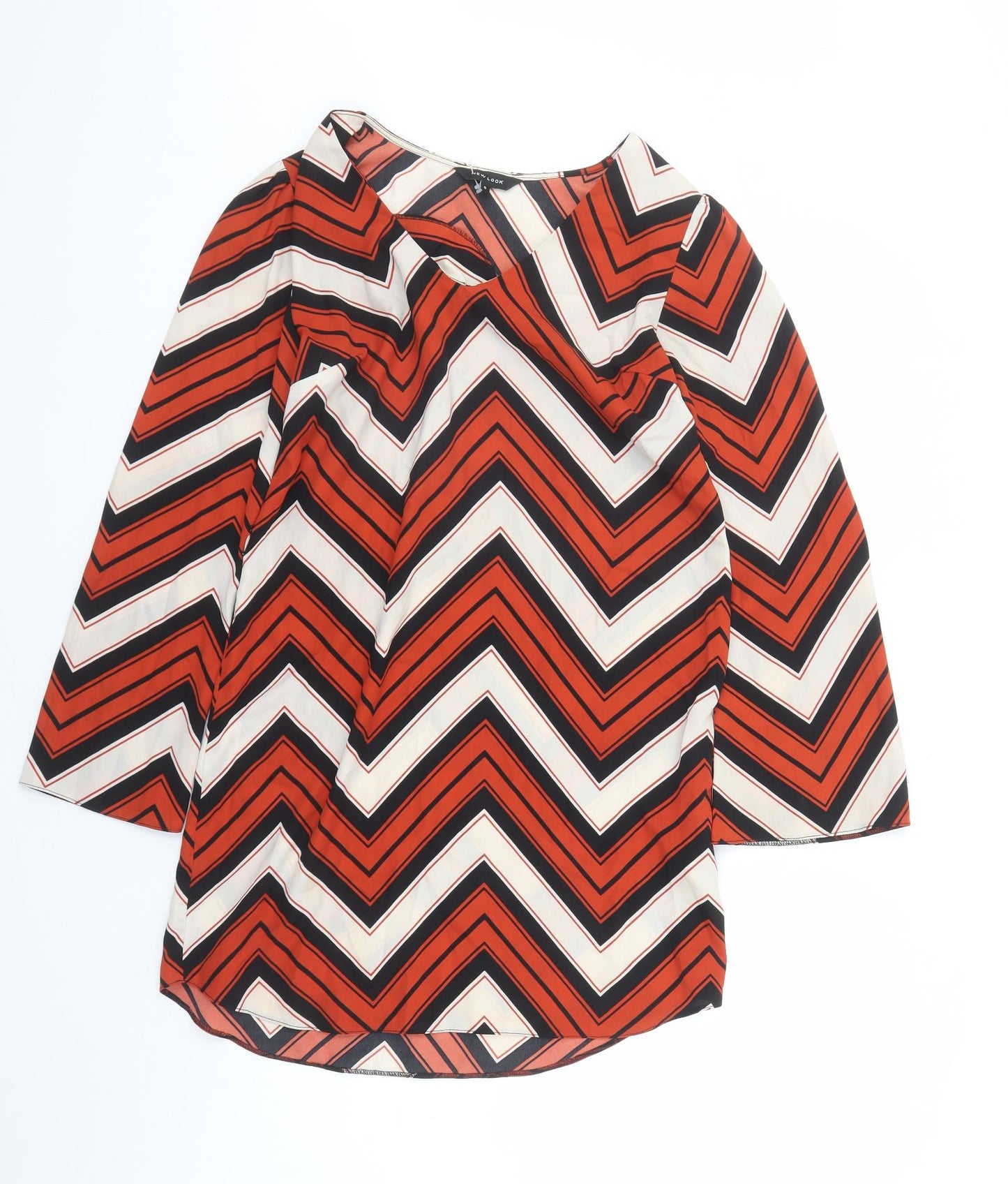 New Look Womens Multicoloured Geometric Polyester A-Line Size 8 V-Neck Pullover