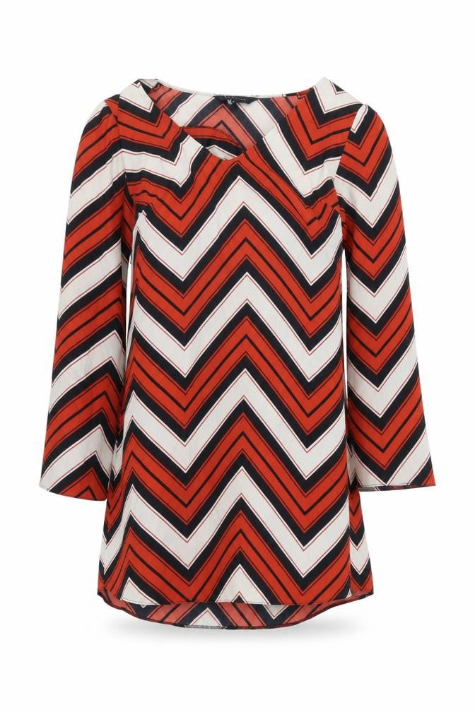 New Look Womens Multicoloured Geometric Polyester A-Line Size 8 V-Neck Pullover