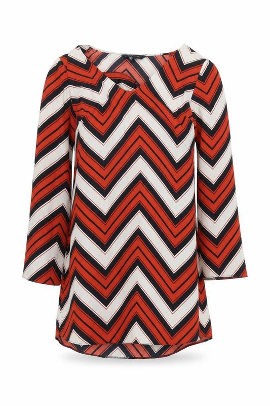 New Look Womens Multicoloured Geometric Polyester A-Line Size 8 V-Neck Pullover