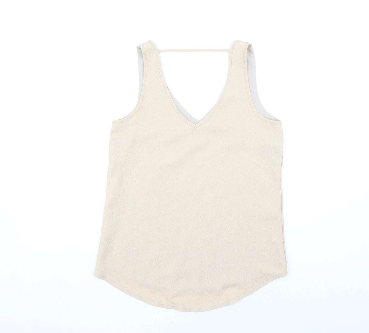 Oasis Womens Beige Polyester Basic Tank Size 8 V-Neck