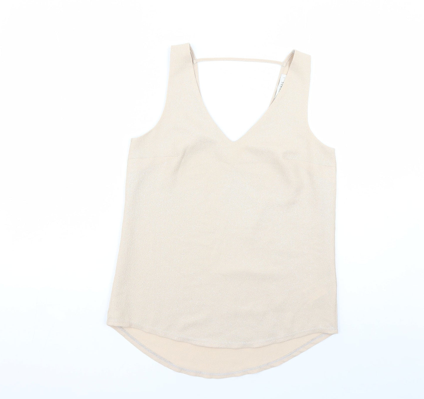 Oasis Womens Beige Polyester Basic Tank Size 8 V-Neck