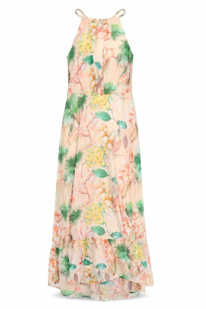 Dorothy Perkins Womens Orange Floral Polyester Maxi Size 10 Round Neck Button