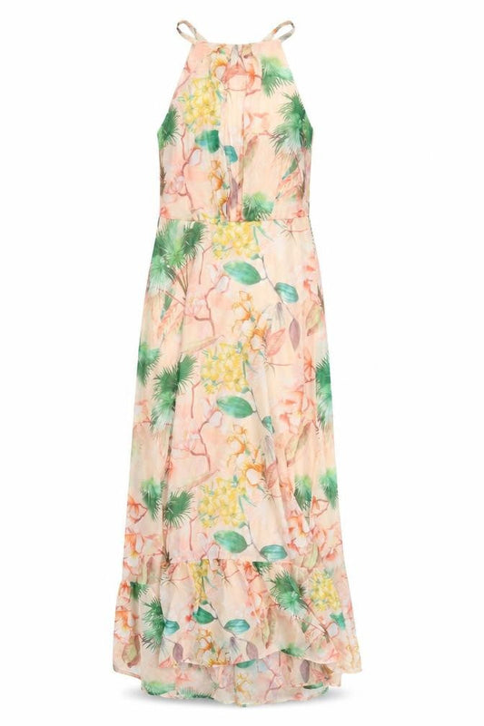 Dorothy Perkins Womens Orange Floral Polyester Maxi Size 10 Round Neck Button