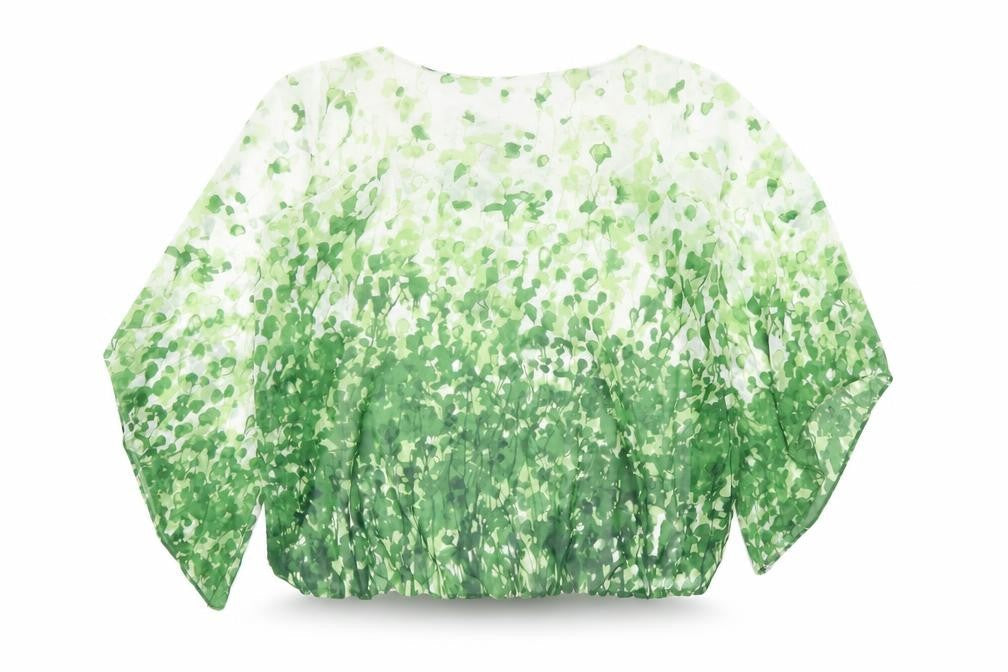 Alfani Womens Green Geometric Polyester Basic Blouse Size L Round Neck