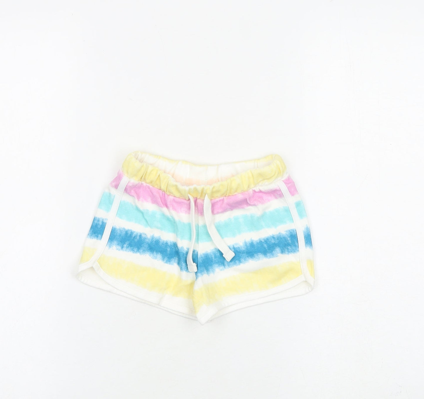 Marks and Spencer Girls Multicoloured 100% Cotton Bermuda Shorts Size 4-5 Years Regular Drawstring