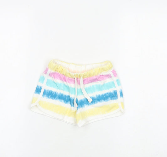 Marks and Spencer Girls Multicoloured 100% Cotton Bermuda Shorts Size 4-5 Years Regular Drawstring