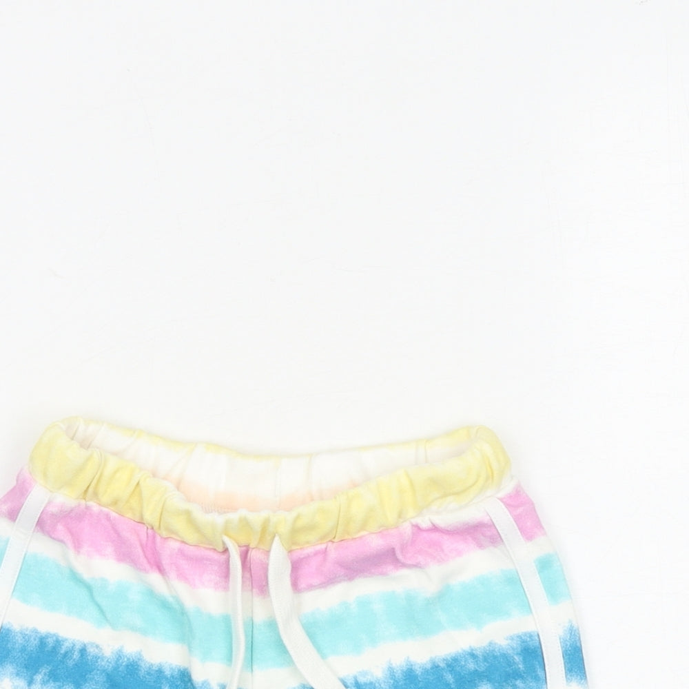 Marks and Spencer Girls Multicoloured 100% Cotton Bermuda Shorts Size 4-5 Years Regular Drawstring