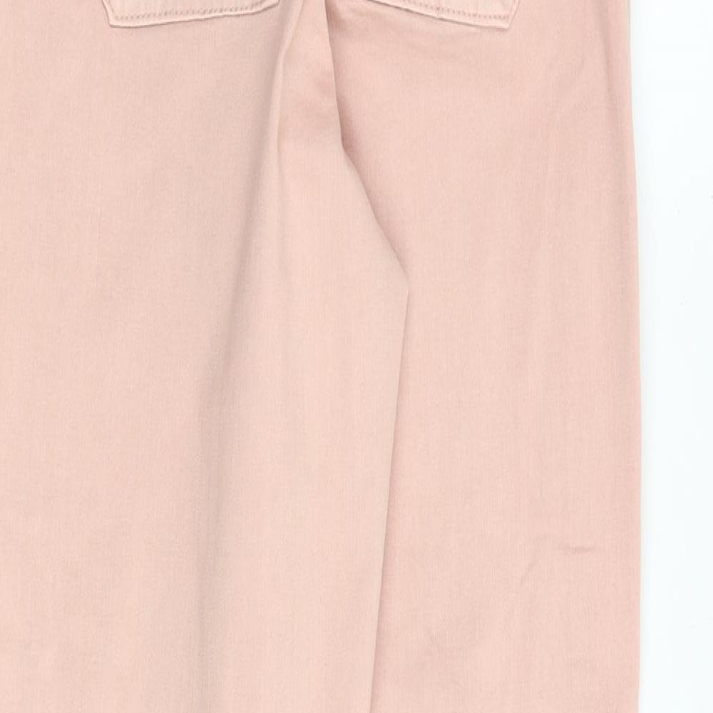 Marks and Spencer Womens Pink Cotton Straight Jeans Size 6 L28 in Regular Zip