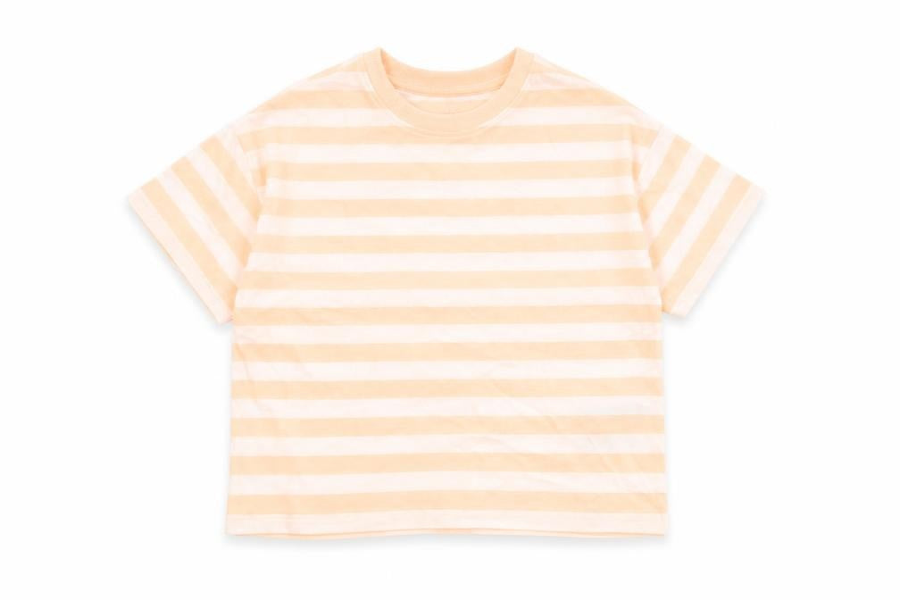 Marks & Spencer Girls Orange Striped Cotton Basic T-Shirt Size 7-8 Years Round Neck Pullover