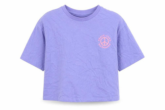 Marks & Spencer Girls Purple 100% Cotton Basic T-Shirt Size 7-8 Years Round Neck Pullover