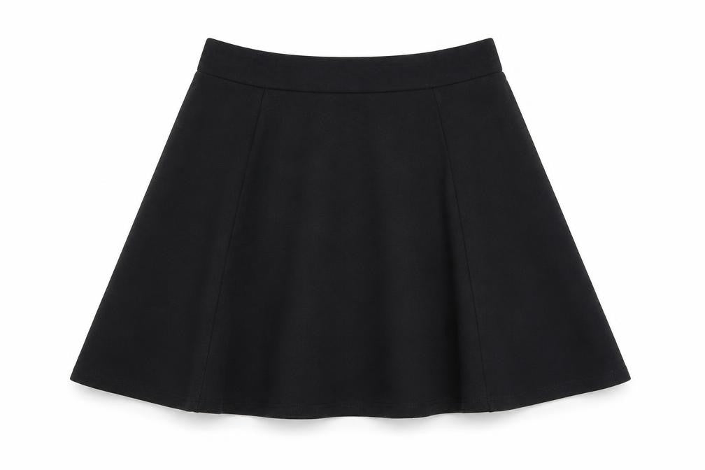 H&M Womens Black Polyester A-Line Skirt Size S Zip