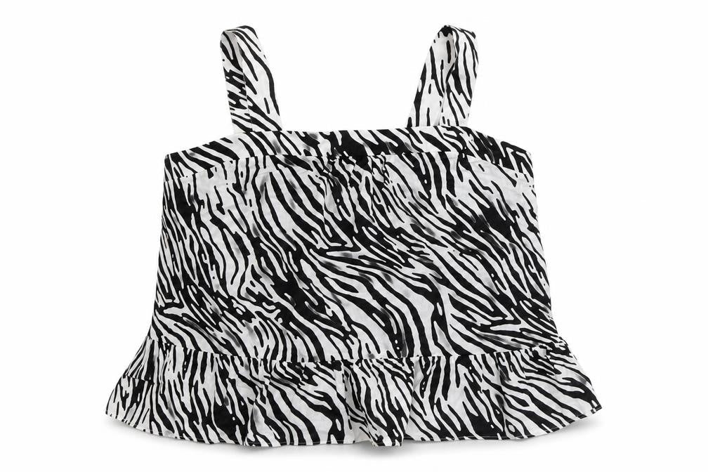 Marks & Spencer Womens Black Animal Print 100% Cotton Camisole Tank Size 24 Square Neck